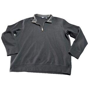 Lands End Mens 1/4 Zip Pullover Sweater XXL‎ Black Cotton Long Sleeve Preppy
